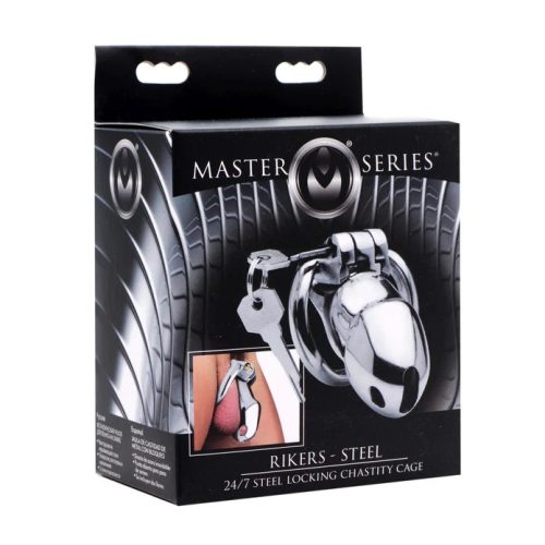 MASTER SERIES - RIKERS-STEEL 24/7 STEEL LOCKING CHASTITY CAGE