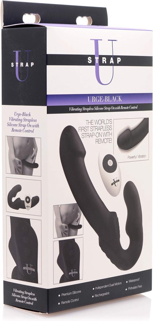 Urge Silicone Strapless Strap On With Remote - Black