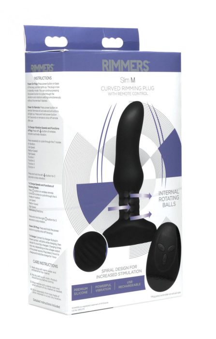 RM Slim M Curved Rimming Plug with Remote Control