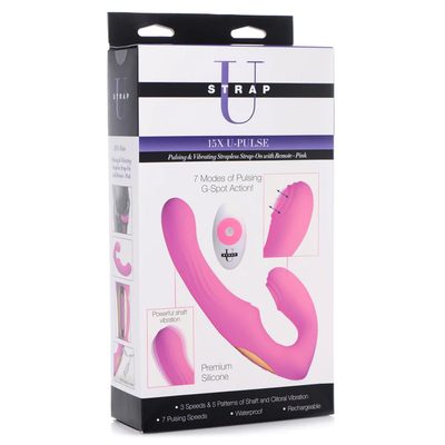 U-Pulse Pulsing & Vibrating Strapless Strap-On w/ Remote - Pink