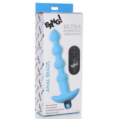 BG Vibrating Silicone Anal Beads & Remote Control - Blue