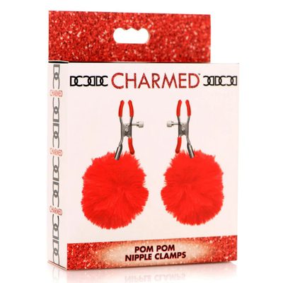 CHARMED POM POM NIPPLE CLAMPS - RED