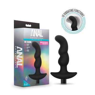 ANAL ADVENTURES PLATINUM - SILICONE VIBRATING PROSTATE MASSAGER 03 - BLACK