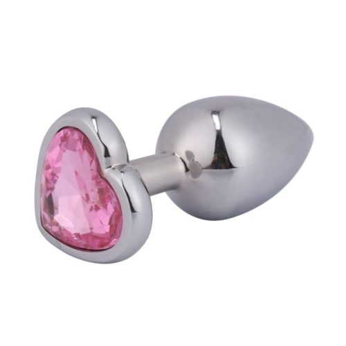 PLUG ANAL PLATA - MEDIANO - GEMA CORAZÓN - MORADA