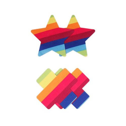 PRETTY PASTIES - PRIDE CROSS & STAR - RAINBOW - 2 PAIR