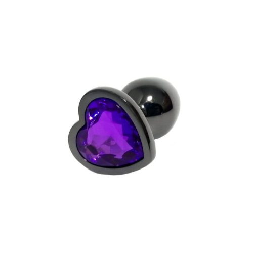 PLUG ANALHUMO METALICO - MEDIANO - GEMA CORAZÓN - MORADA