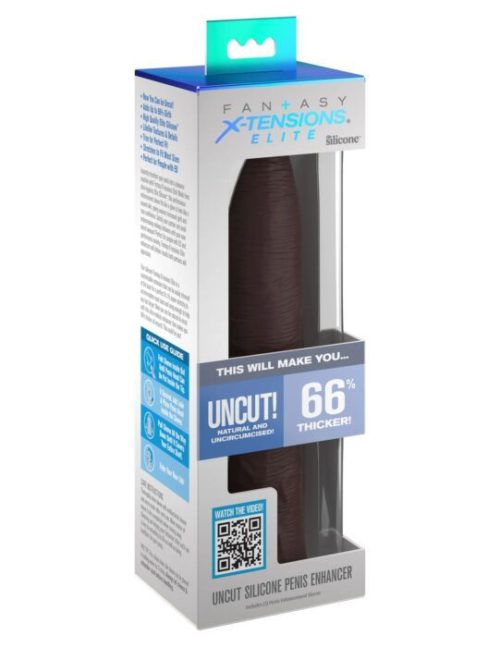Uncut Silicone Penis Enhancer - Brown