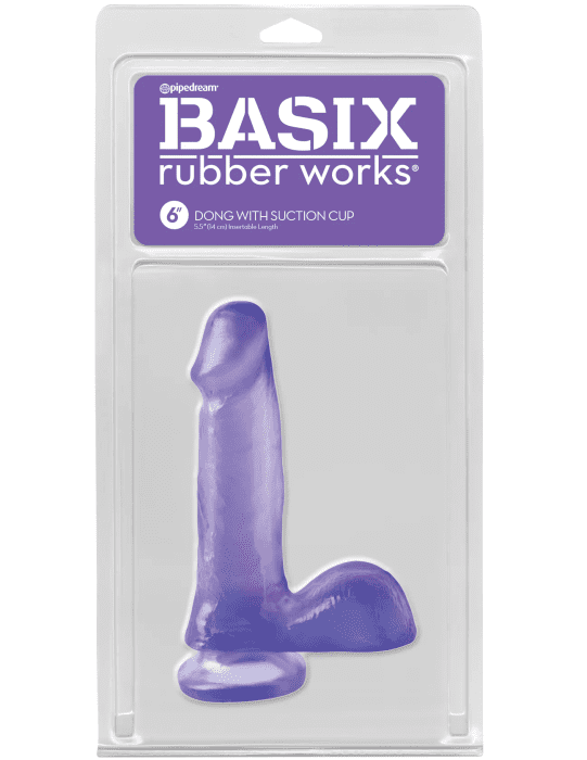 BASIX RUBBER WORKS 6" DONG WITH SUCTION CUP - PURPLE - Imagen 2