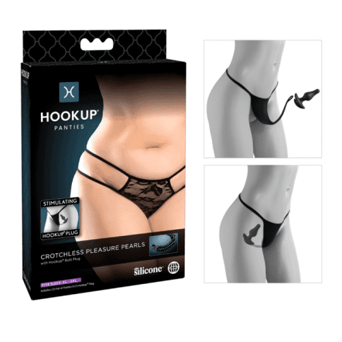 HOOKUP PANTIES CROTCHLESS LOVE PEARLS FITS SIZE SIZES XL-2XL