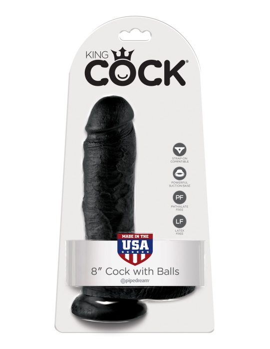 KING COCK 8" COCK WITH BALLS - BLACK - Imagen 5