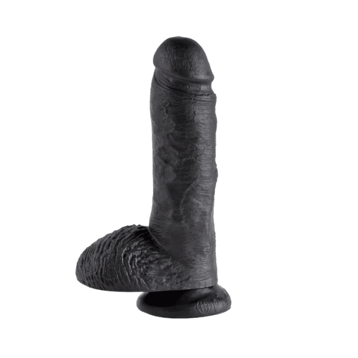 KING COCK 8" COCK WITH BALLS - BLACK