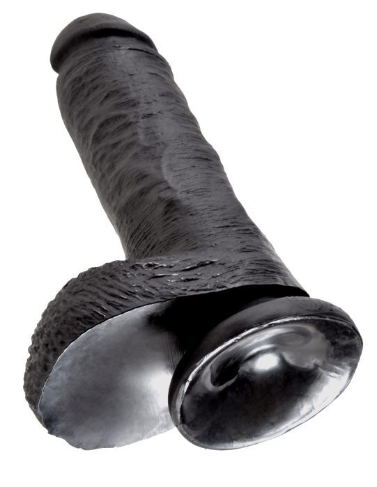 KING COCK 8" COCK WITH BALLS - BLACK - Imagen 4