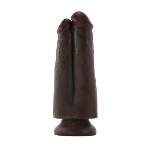 KING COCK 7" TWO COCKS ONE HOLE - BROWN