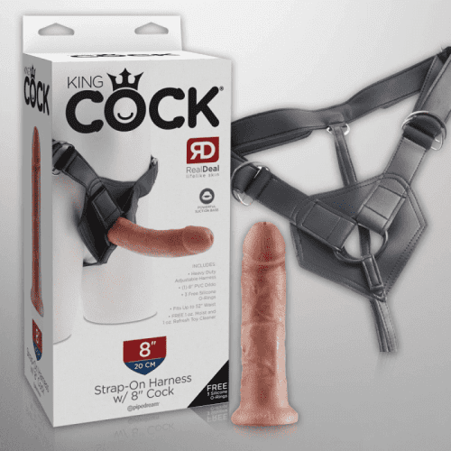 KING COCK STRAP ON HARNESS WITH 8" COCK - TAN