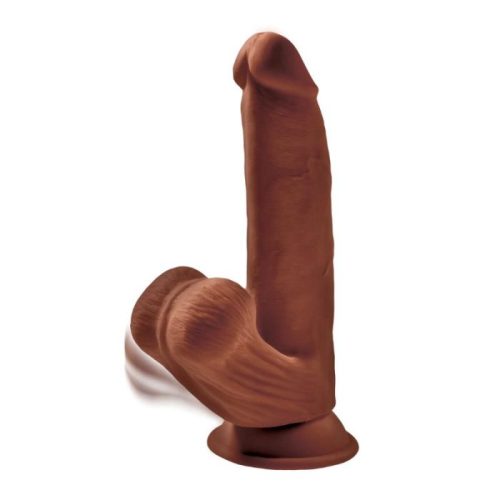 KING COCK PLUS 8" TRIPLE DENSITY COCK WITH SWINGING BALLS - BROWN