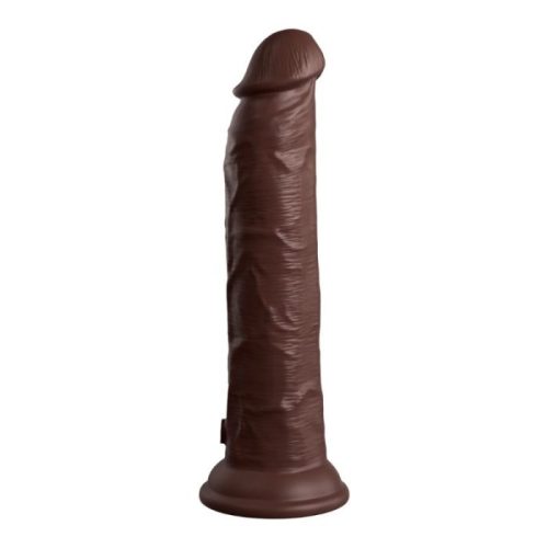 KING COCK ELITE 9" VIBRATING SILICONE DUAL DENSITY COCK WITH REMOTE - BROWN