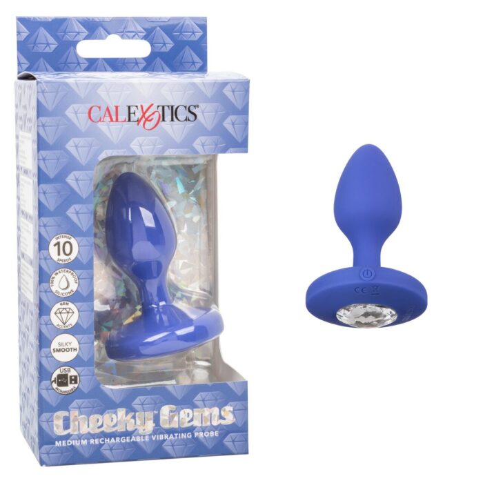 CHEEKY GEMS MEDIUM RECHARGEABLE VIBRATING PRBE - BLUE - Imagen 4