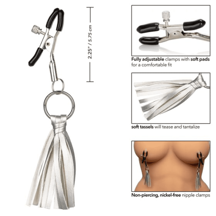 NIPPLE PLAY® PLAYFUL TASSELS NIPPLE CLAMPS - SILVER - Imagen 2