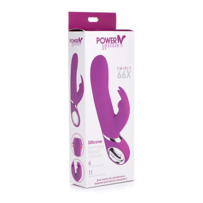 Power Bunnies Twirly Spinning Silicone Rabbit Vibrator - Purple