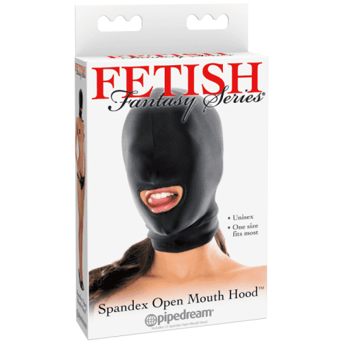 FETISH FANTASY SERIES SPANDEX OPEN MOUTH HOOD - BLACK