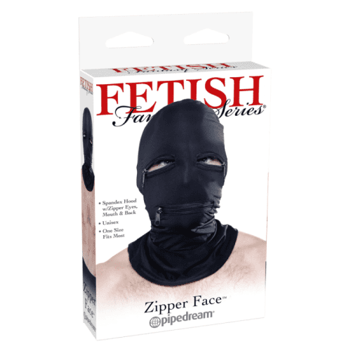 FETISH FANTASY SERIES ZIPPER FACE HOOD - BLACK