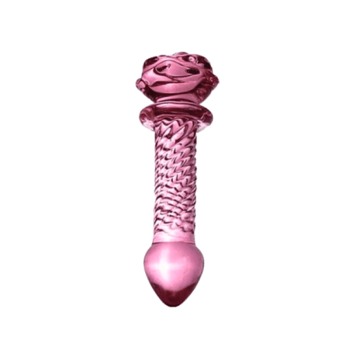 PLUG ANAL CRISTAL ROSA CON TEXTURA Y FORMA DE FLOR