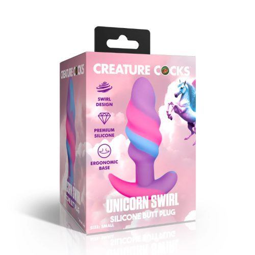 CC Unicorn Swirl Silicone Butt Plug - Small