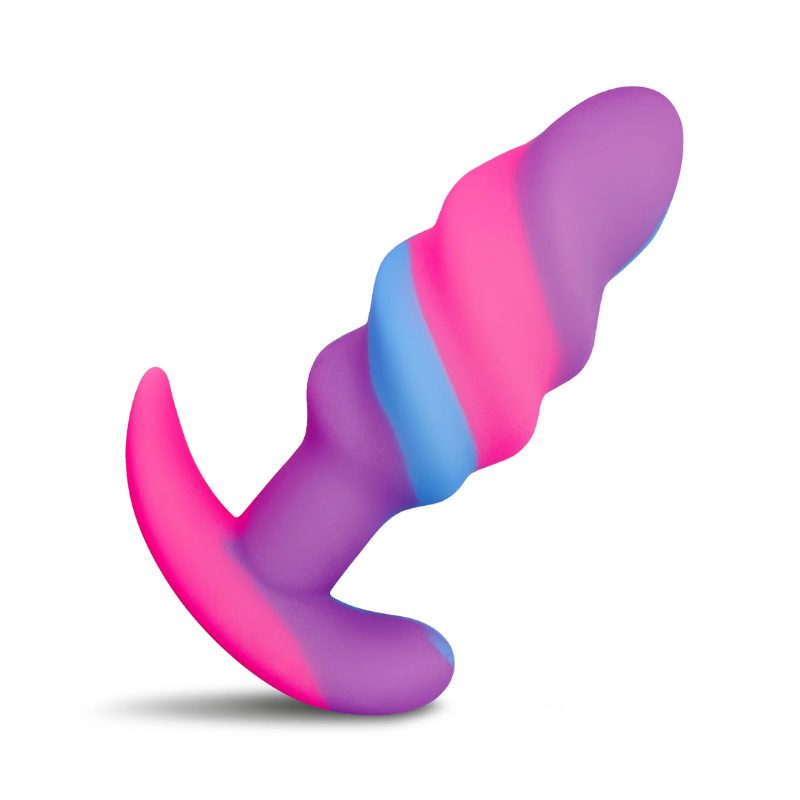CC Unicorn Swirl Silicone Butt Plug - Small - Imagen 2