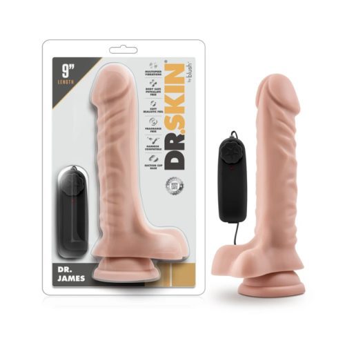 Dr. Skin - Dr. James - 9 Inch Vibrating Cock with Suction Cup - Vanilla