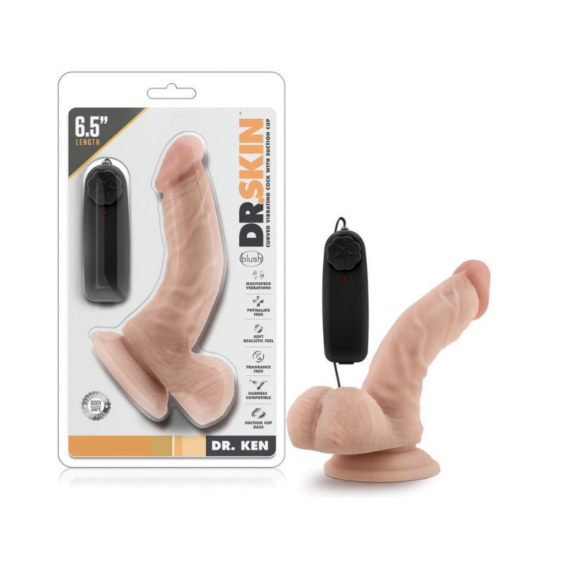 DR. SKIN - KEN - 6.5" CURVED VIBRATING COCK WITH SUCTION CUP