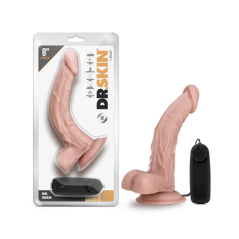 DR. SKIN - SEAN - 8" CURVED VIBRATINGCOCK WITH SUCTION CUP