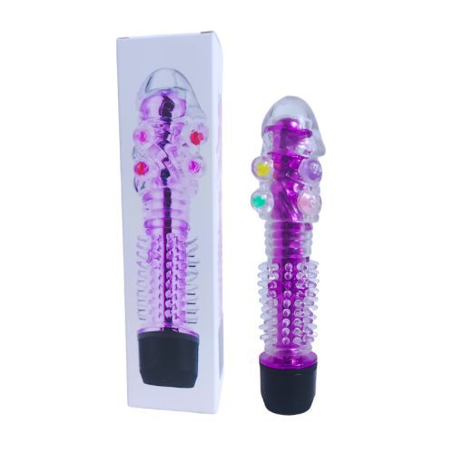 VIBRADOR GEL CON PERLAS-MORADO 17 CM